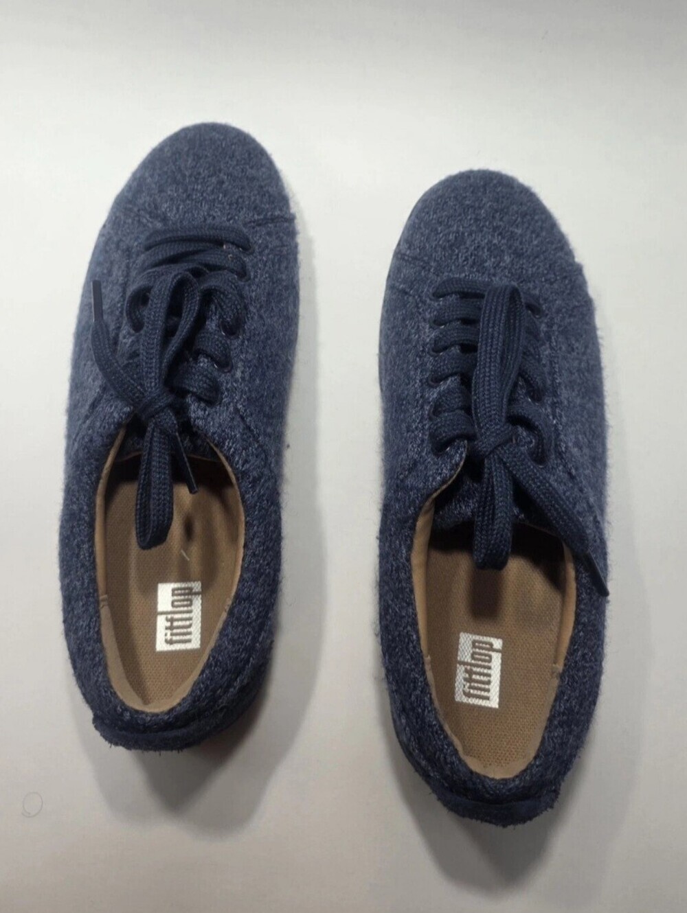 FitFlop Women’s Blue Wool Lace-Up Sneakers Size 5 | Cushioned Comfort Walking
